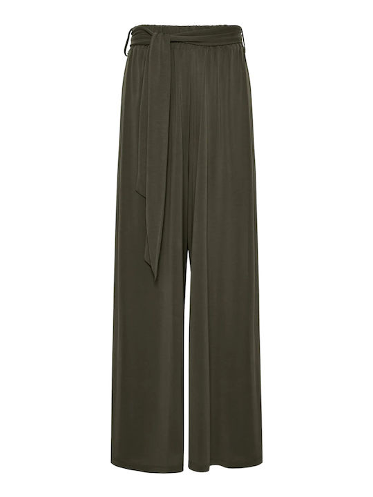 Funky Buddha W Wide Leg Trousers - Fbl00910502-olive Branch Khaki