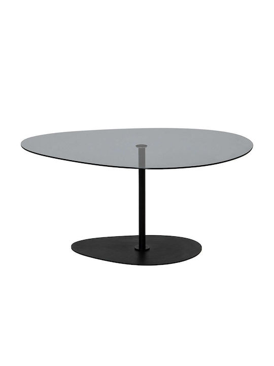 Round Coffee Table Porto Glass Dark Grey-black L90xW60xH40cm