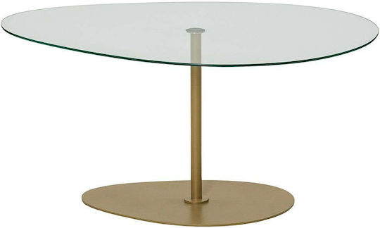 Rundes Zentral Kaffeetisch Porto Glas Klar-Gold M90xL60xH40cm