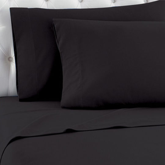 TnS Sheet King Size with Elastic 180x200+30cm. Black