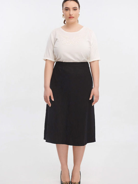 Plus Size - Midi Brocade Skirt In Line Alpha Roxy - Plus Size