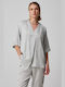 Bill Cost pentru Femei Bluză din Satin cu Mânecă 3/4 & Decolteu în V grey
