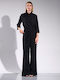 Matis Fashion Women's Crop Top with 3/4 Sleeve Black