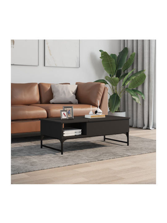 Rectangular Central Coffee Table Wooden with Lifting Mechanism Black M100xW50xH35cm