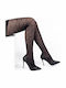 Strumpfhose Netz mit geprägtem Design Polka Dots Linea D'oro K804-schwarz