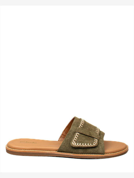 Maritime Leather Women's Flat Sandals in Khaki Color