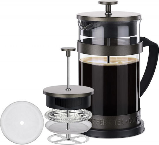 Navaris Cafetieră Cu Filtru Manual Din Oțel Inoxidabil Neagră 1lt