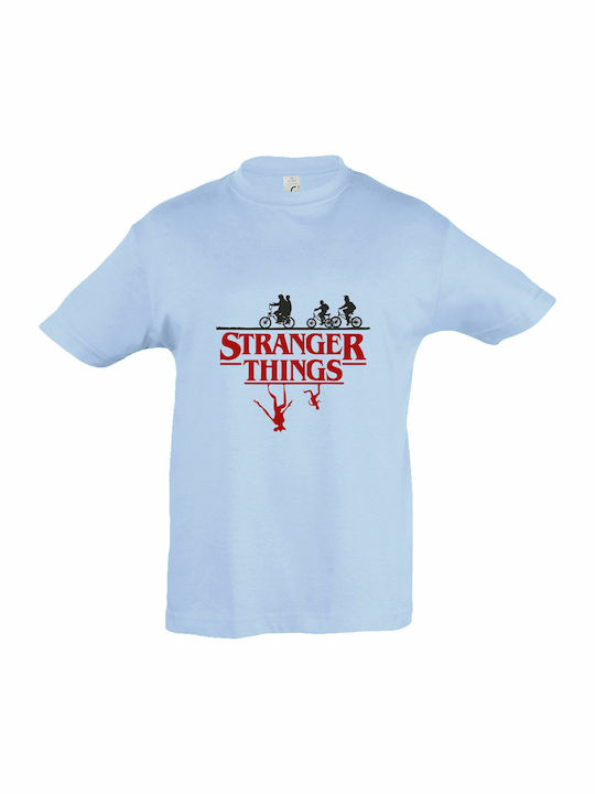 Παιδικό T-shirt Sky Blue Stranger Things, Upsid...