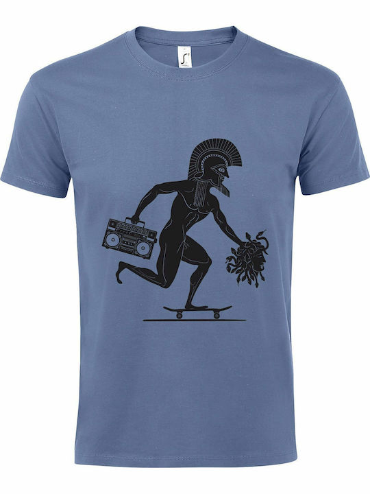 Tshirt Unisex "dont Look Back, Skate, Medousa Head", Blue