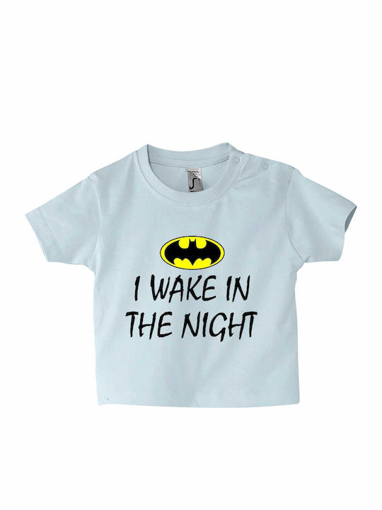 Kinder-T-Shirt Baby Blau I Wake In The Night, Batman Baby