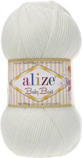 Alize Acrilyc Knitting Yarn Baby Best 450 Cream 240m 100gr