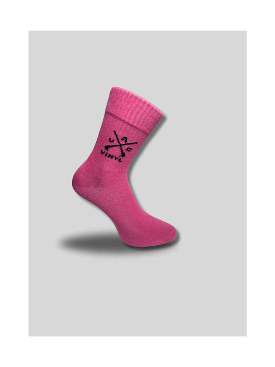 Vinyl Socks With Logo Fuchsia- Logo Socks Fuxia