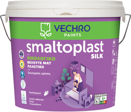 Vechro Smaltoplast Silk Πλαστικό Χρώμα Οικολογικό για Εσωτερική Χρήση Πλαστικό Χρώμα 1lt