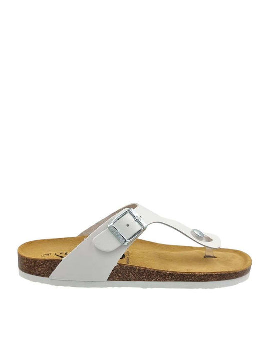 Honduras Leather Women's Flat Sandals in White Color