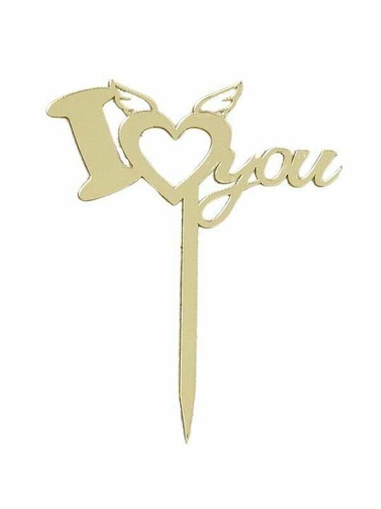 Decorative Plexiglas Torte I Love You 12x14cm (gold)