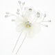 Metallic silver hairpiece with large fabric flower, pearls and Swarovski