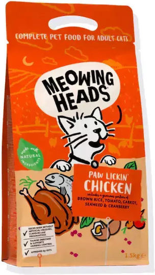 Meowing Heads Paw Lickin' Dry Food for Adult Cats with Chicken / Fish / Vegetables 1.5kg