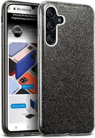 Orso Hybrid Strass Umschlag Rückseite Silikon Schwarz (Galaxy A55)