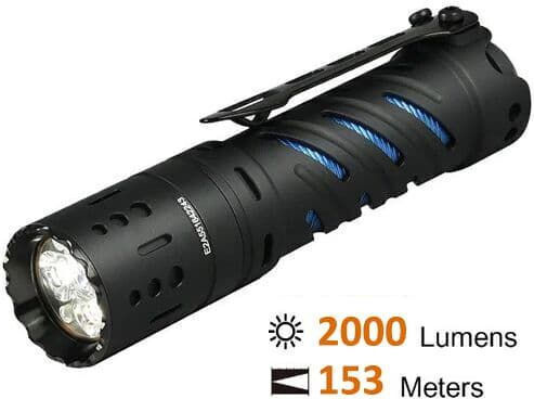 Acebeam Rechargeable Flashlight LED IP68 with Maximum Brightness 2000lm Black