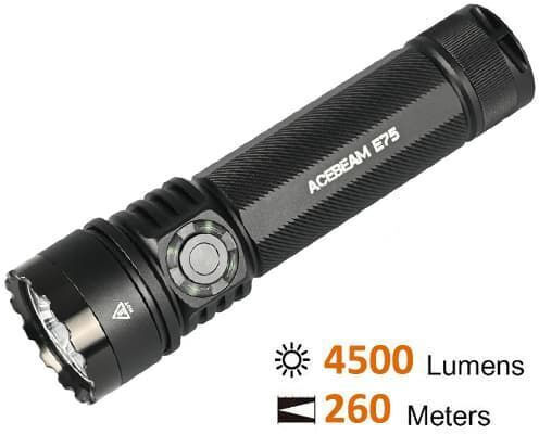 Acebeam Wiederaufladbar Taschenlampe LED IP68 mit maximaler Helligkeit 4500lm Weiß