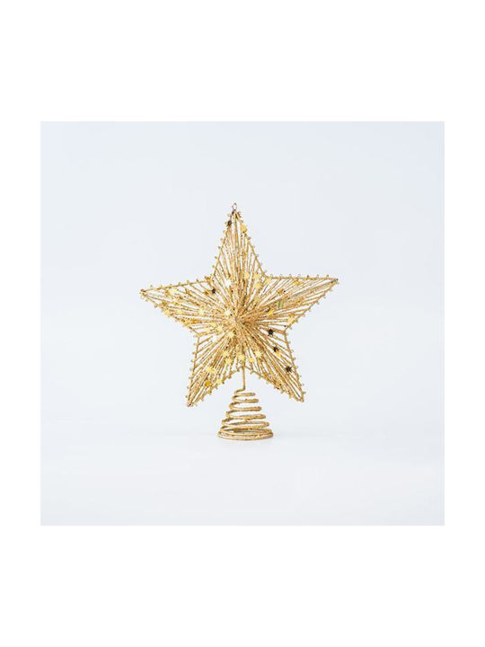 331353 Christmas Tree Topper Gold With Gold Dust With Beads Gold