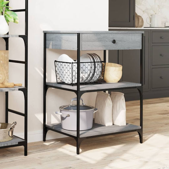 vidaXL Ραφιέρα Κουζίνας Ξύλινη 4 Θέσεων Γκρι 60x48x89.5cm