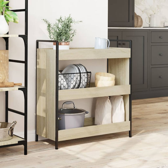 vidaXL vidaXL Küchenregal Hölzernes 3 Ebenen Braun 70x30x82cm
