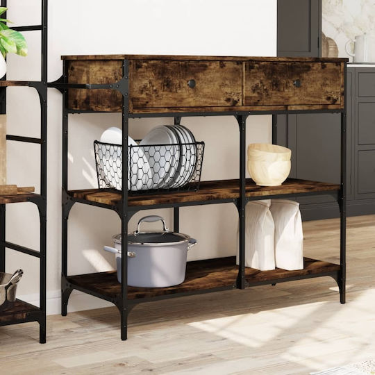 vidaXL Wooden Kitchen Rack 4 Tiers Brown 105x42x95cm