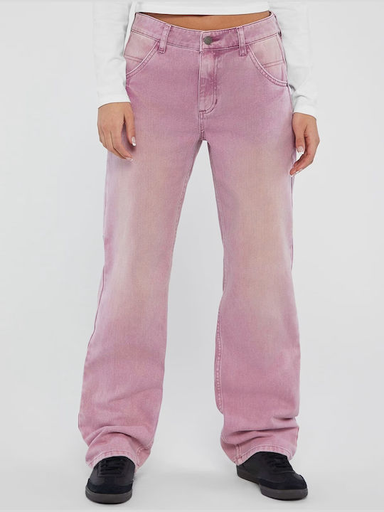 Guess Femei Bumbac Pantaloni cu Croială Lejeră Overdye Pink