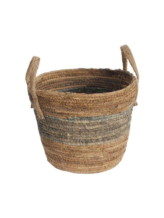 Decorative Basket Wicker with Handles Green 28x28x23cm Plastona