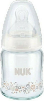 Nuk Glass Bottle First Choice Plus Temperature Control Anti-Colic with Silicone Nipple for 0-6 months White 120ml 1pcs