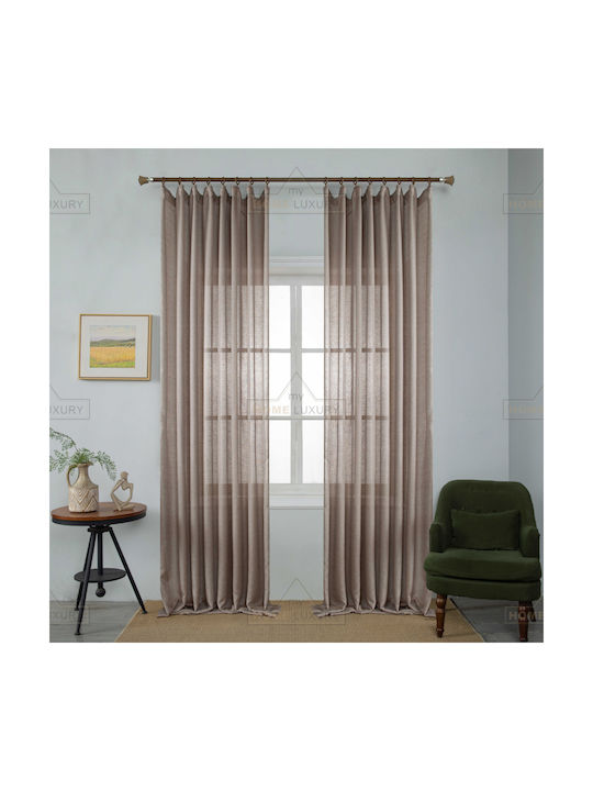 My Home Luxury Pencil Pleat Curtain Line Brown 270x295cm