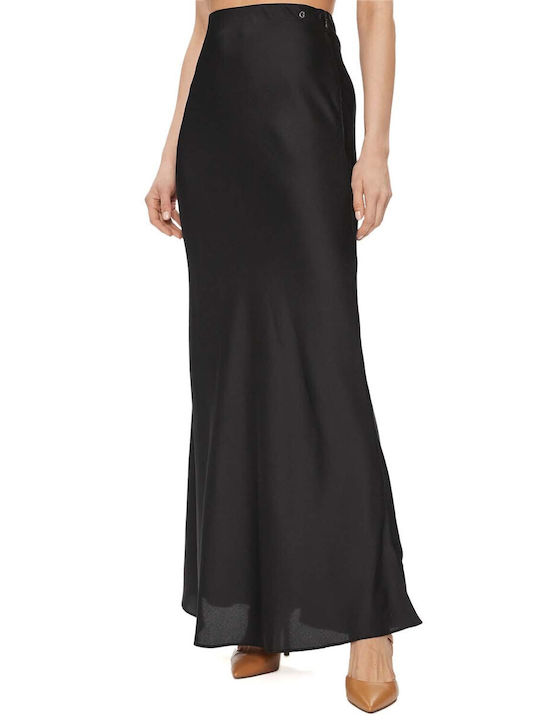 Guess Satin Hohe Taille Maxi Rock in Schwarz Farbe