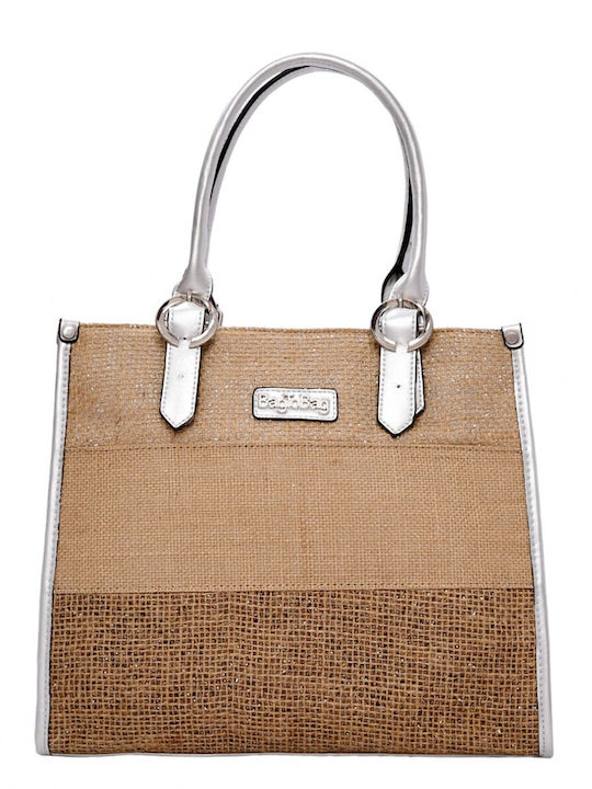 Bag to Bag Straw Beach Bag Silver