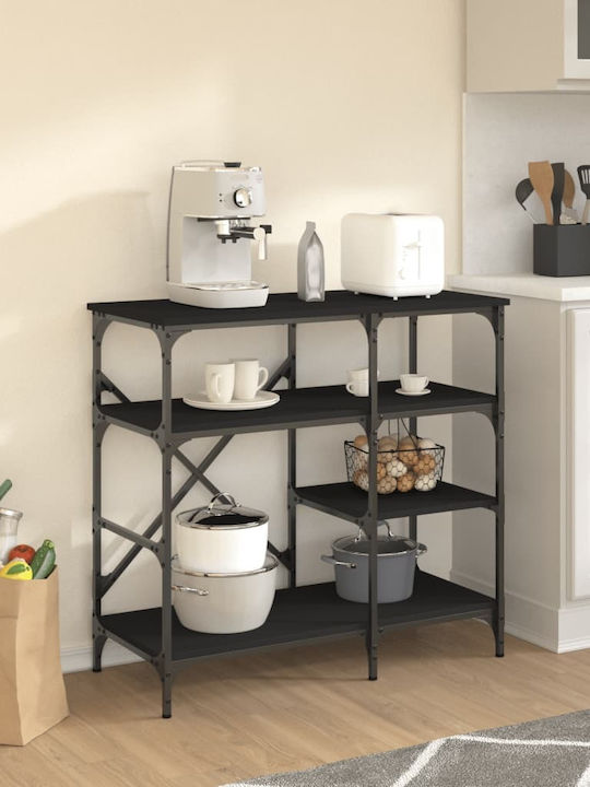vidaXL Kitchen Rack Metallic 4 Tiers Black 90x4...