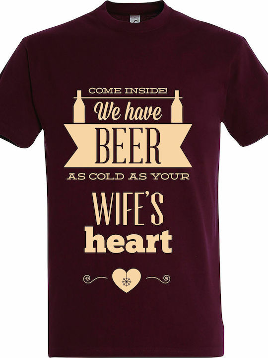 Come Inside, We Have Beer As Cold As Your Wife's Heart Men's Blouse Burgundy