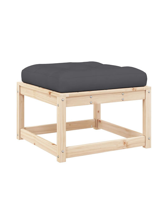 Wooden Garden Stool Cube Outdoor with Brown Cushion