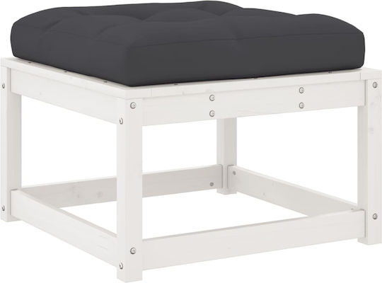 Wooden Cube Garden Stool with Cushion White 63.5x63.5x38cm