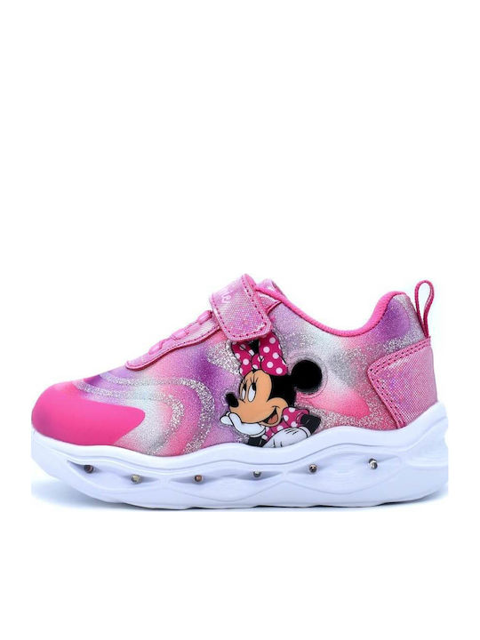Παιδικά Sneakers Ανατομικά με Σκρατς & Φωτάκια Φούξια