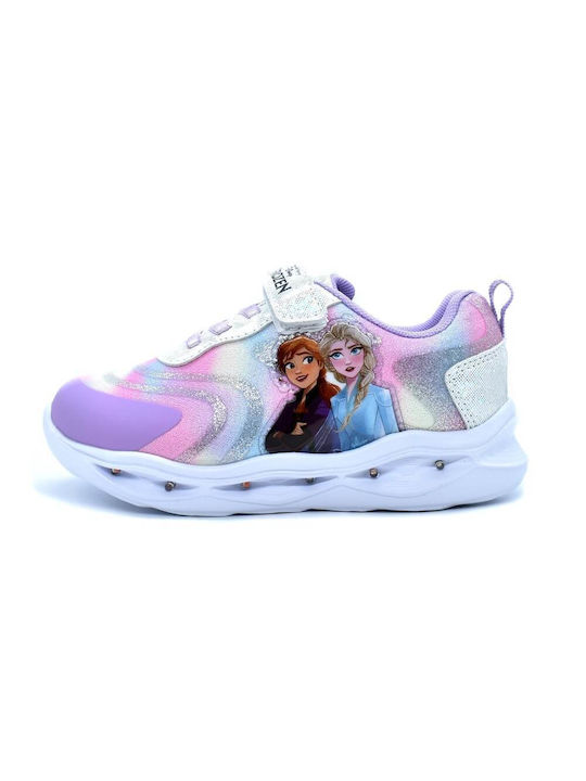 Frozen District Παιδικά Sneakers Ανατομικά με Φωτάκια Λιλά