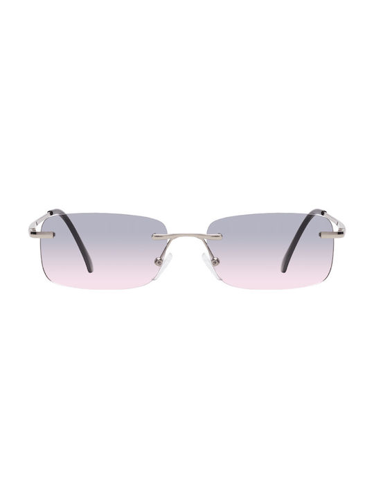 Sonnenbrillen mit Silber Rahmen und Lila Verlaufsfarbe Spiegel Linse 01-6183-05