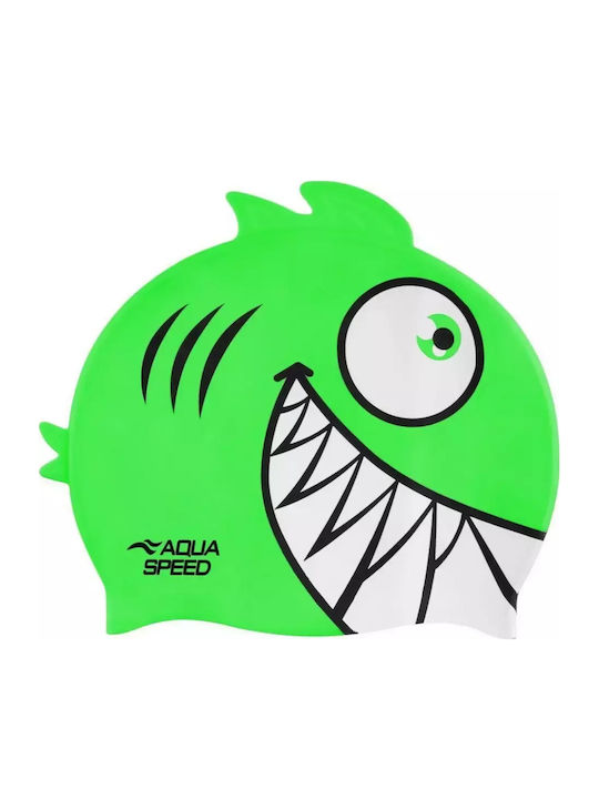 Aquaspeed Silicone Kids Swimming Cap Green