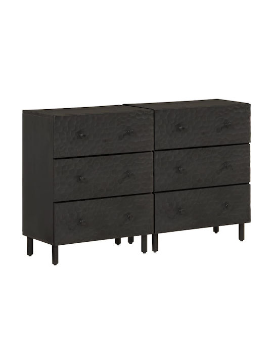 Wooden Chest of Drawers Black 60x33x75cm