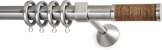 Anartisi Metallisches Vorhangstangen Ios Doppel mit Stange Φ25mm 160cm Nickel/Wenge Mat