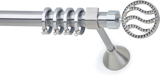 Anartisi Metallic Curtain Pole Unique Double with Rail Φ25mm 160cm Nickel Satin