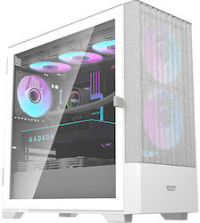 Darkflash DK415M Gaming Midi Tower Computer Case with Window Panel and RGB Lighting White
