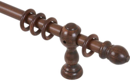 Ramino Wooden Curtain Pole Single Φ30mm 140cm Walnut
