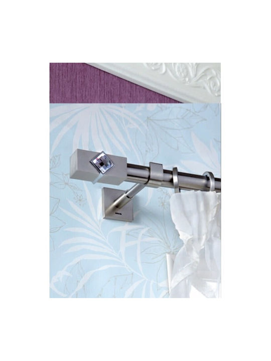 Aslanis Home Metallic Curtain Pole Caldera Crystal Double with Rod Φ25mm 160cm Silver