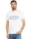 Guess College T-shirt Bărbătesc cu Mânecă Scurtă Alb