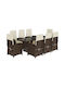 Set Outdoor Dining Coffee with Pillows 9pcs